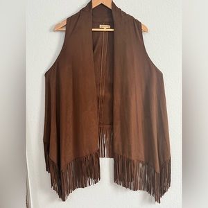 Suede fringe vest